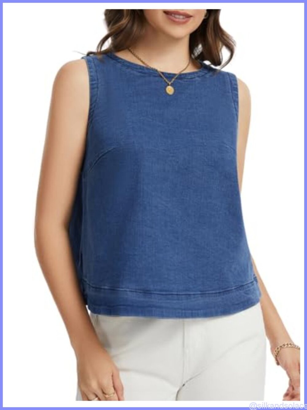 Sleeveless Denim Tank Top Women Casual Button Vest Cotton Stretch Western Chic